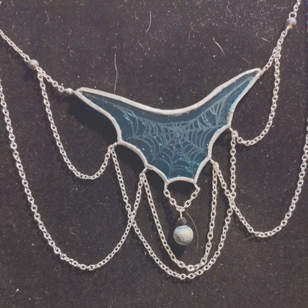 Spiderweb stained glass necklace